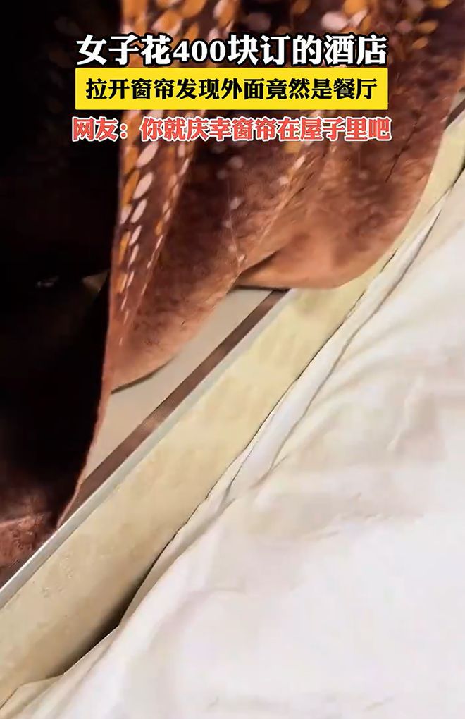 “餐景房”拉开窗帘竟然是餐厅尴尬!女子花400元开房订到(图3) “餐景房”拉开窗帘竟然是餐厅尴尬!女子花400元开房订到(图3)